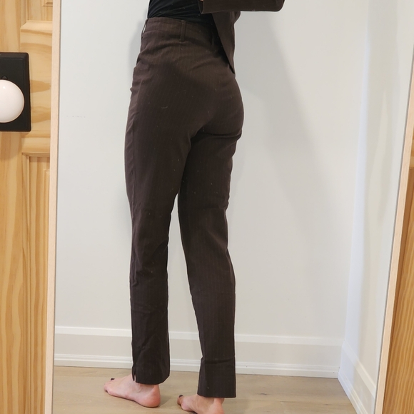 Vintage italian brown stripped pant suit size 44 jacket & pant - Picture 4 of 4